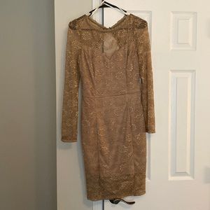 NWOT Holiday Dress Gold and Tan Knee Length Size Small